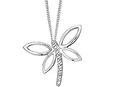 Diamond Dragonfly Pendant with Chain in White Gold