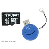 Brand NEW 4GB Patriot microSD Memory Card + Reader (Pearl shape Blue) compa ....