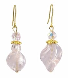 Earrings - E33 - Murano Style Glass - Twist ~ Pink