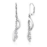 Image of Trendy Classic: Sterling Silver Designer Inspired Journey Style Lever back Earrings with CZ Diamonds