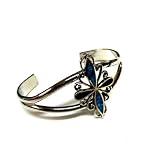 Cross Bracelet with Turquoise and Onyx Inlay by Roger Enterprises