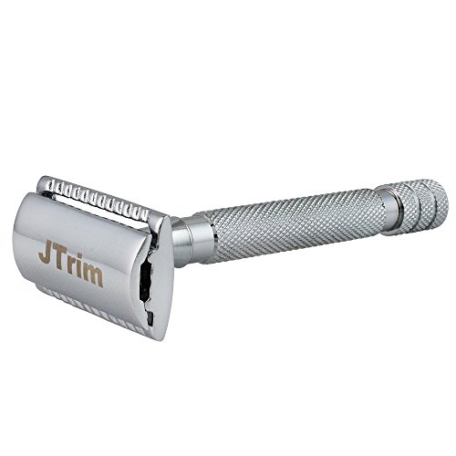 Long Handle Safety Razor By JTrim Men Shaver Double Edge Safety Razor Chrome Plated Include 10 Platinum Blades And travel Pouch Case includes JPT-LHSR Jay's Products