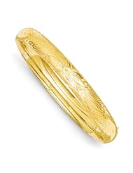 14k Gold 5/16 Oversize Lazer Cut Hinged Bangle Bracelet