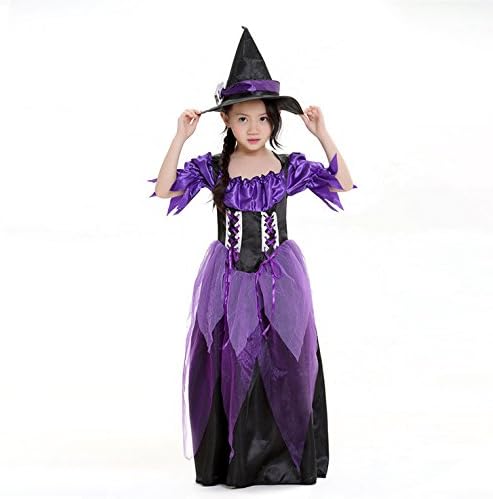 Childrens Costume Girls Halloween Witch Outfit Purple Girls Small With Hat