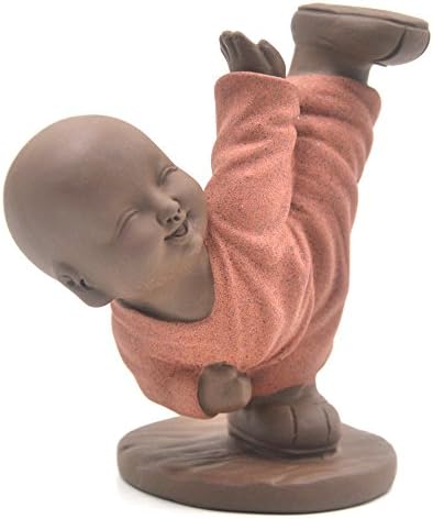 Brightea® Handmade Yixing Pottery Zisha Tea Pet Kungfu Monk (11 cm x 7 cm, Green)