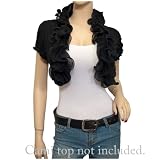 Plus size Cropped Ruffled Shawl Short Sleeve Shrug Bolero Black