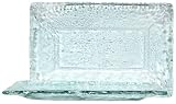 Clear Recycled Spanish Textured Glass Large Rectangle Platter 18.5" x 12"