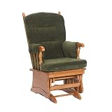 Cushion Arm Post-Back Glider- Pine Green Diamond/ Light Oak