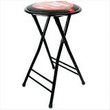 24 Cushioned Folding Stool with Safety Lock in Black