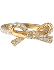 kate spade new york "Skinny Mini" Pave Bow Clear and Gold Ring, Size 7