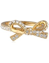 kate spade new york "Skinny Mini" Pave Bow Clear and Gold Ring, Size 6