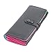 Small Women's Bi-fold Long Purse Button Clutch Wallet with Card Slotss (Black)