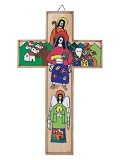 Hand Painted Wood Crosses - Mary and Joseph - 7.9 Inch./20 Cm.