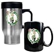 Boston Celtics Stainless Steel Travel Mug & Black Ceramic Mug Set - Primary Logo NBA Basketball