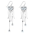 Sterling Silver Sky Blue Topaz Heart Dangle Earrings with Hanging Pendants
