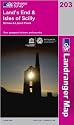 Land's End and Isles of Scilly, St.Ives and Lizard Point (OS Landranger Map)