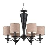 Kenroy Home 90426ORB Accolade Six-Light Chandelier, Oil-Rubbed Bronze with Tan Stripe Shades