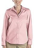 Dickies Womens Long Sleeve Stretch Poplin Shirt, Pink, Medium