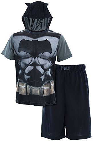 DC Comics Big Boys' Black Batman with Hooded Cape Short Pajamas