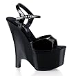 6 1/2 Inch Sexy Wedge Shoe Ankle Strap Sandal Black