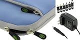 2n1 Combo - HP Mini 1035NR 10.2-Inch Netbook Neoprene Sleeve SlipCase and AC Adapter Charger (Invisible Zipper Dual-Pocket - Blue)