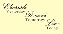 CHERISH YESTERDAY DREAM TOMORROW LIVE TODAY Vinyl wall art Inspirational quotes and sayings home decor decals