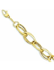 14K Gold Polished and Textured Hollow w/ext. Bracelet 8 Inches