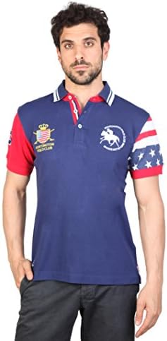 Huntington Polo Club Mens Ellis Short Sleeve Cotton Polo Shirt (XL) (Dark Blue)