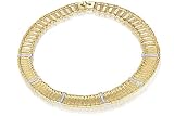 14K Yellow Gold Matte-Finish Collar Necklace, Enhanced With Pave Set Diamonds