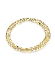 14K Yellow Gold Matte-Finish Hammered-Finish Collar Necklace, Enhanced With Pave Set Diamonds
