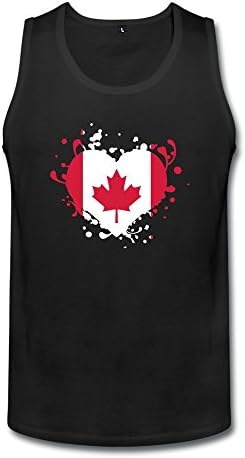 PNHK Men's Flag Heart Canada Leaf Maple Tank Tops Small Black