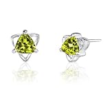 1.00 Carats Trillion Cut Peridot Earrings in Sterling Silver