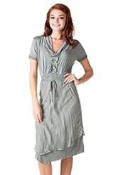 Spring Summer Rayon/Spandex/Knit Short Sleeves Cowl Neck  Dress