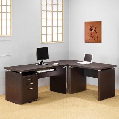 Beaver L-Shaped Computer Desk in Cappucino