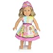 Sleeveless Pastel With Pink Polka Dot Dress With Matching Hat -- Fits 18" American Girl Doll