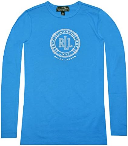 Lauren Ralph Lauren Active Long Graphic Sleeve Tee (X-Large, Turquoise)
