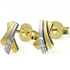 Goldmaid Damen-Ohrstecker 585 Bicolor 2 Diamanten 0,01ct Pa O2969BI