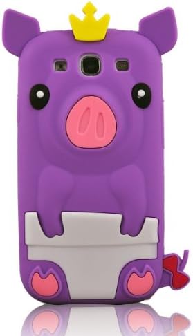 W-RainBow Purple Lovely Cartoon 3D Crown Pig Soft Silicone Case for Samsung Galaxy S3 SIII I9300