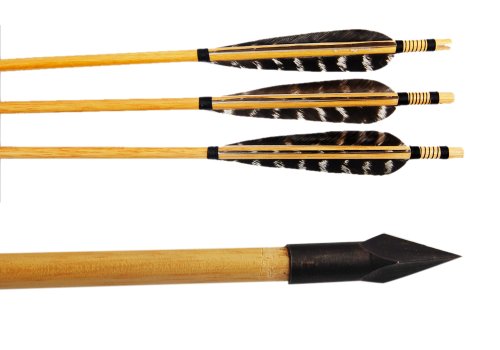 Buffalo Brand Archery Wooden Hunting Arrows Pure Handmade with Pheasant Feather with A-803e 6pcs