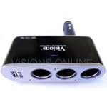 Visions 3 In1 Dc Power Splitter Car Charger Adapter with USB Port / Iphone 3gs/4gs Compatible-* Life Time Warranty * Free Key Chain
