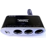 In Original Visions Pakaging 3 In1 Dc Power Splitter Car Charger Adapter with USB Port / Iphone 3gs/4gs Compatible-* Life Time Warranty * Free Key Chain