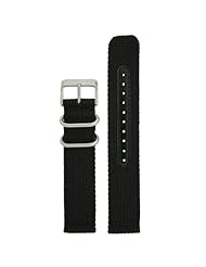 Nylon Watch Band Military Sport Strap Black Stainless Heavy Buckle 20 millimeter