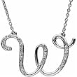 14k White Gold Fabulous Initial W Diamond Necklace