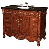 IMAGE OF Large Cherry Finish Carved Sink Vanity