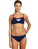 Speedo Womens Endurance Plus Lifeguard 2 Piece Flyback Swimsuit, Navy/Red, 6