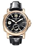 Ulysse Nardin GMT Big Date 42mm Mens' Automatic Watch 18K Rose Gold Black Dial on Leather Strap 246-55/32