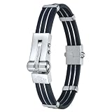 Invicta Men's Stainless Steel and Rubber w/ Diamond Accent Bracelet