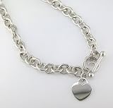 Sterling Silver Choker Necklace with Heart Tag