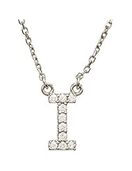 14K White Gold Diamond Initial Necklace "I" -- LIFETIME WARRANTY