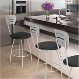 Raquel Bar Stool with Platinum Finish Seat Height: 34
